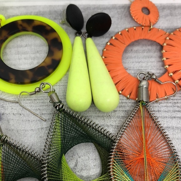 Huge bundle colorful vibrant fun funky boho earrings lot 16 whimsy pop of color. - Picture 3 of 14